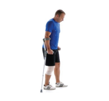 Person walking on crutches