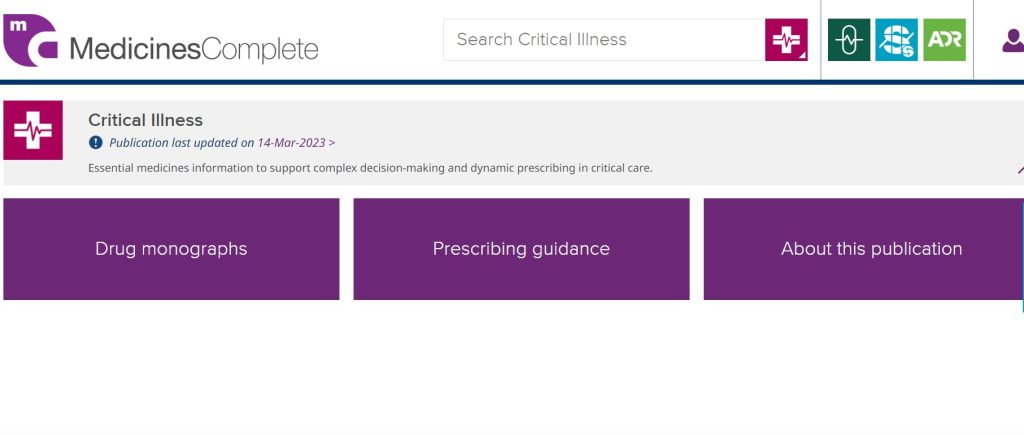 Screenshot of Critical Illness website.