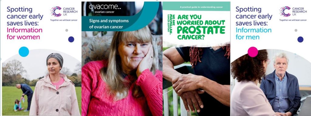 Image of the front cover of Health Promotion leaflets for Ovarian and Prostate cancer