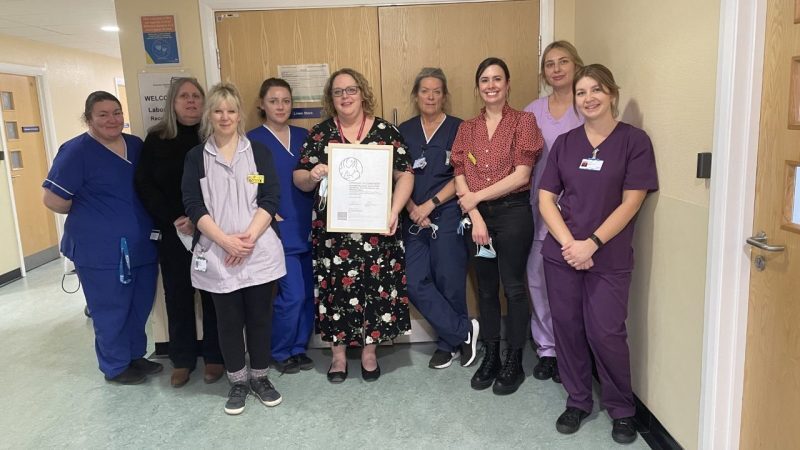 St Richard's maternity unit posing with the certificate of commitment