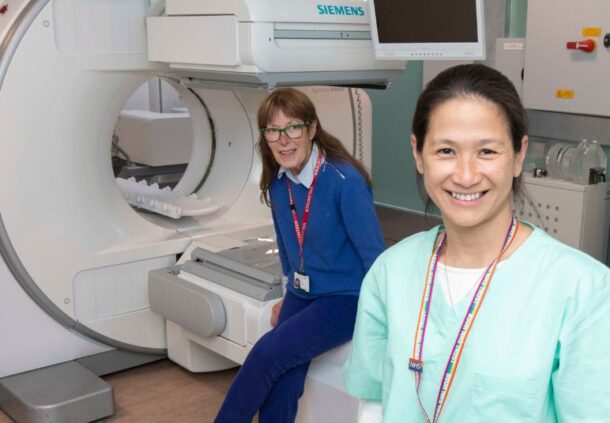 Staff with MRI scanner
