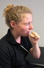 A person coughing
