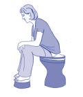 Sitting on the toilet