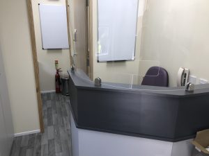 Reception area in mobile breast screening unit