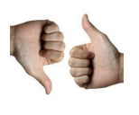 Two hands with thumb up and thumb down