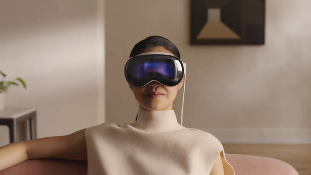 image of a person wearing the Apple VisionPro headset