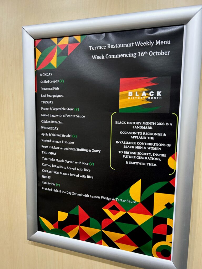 Black history month restaurant menu