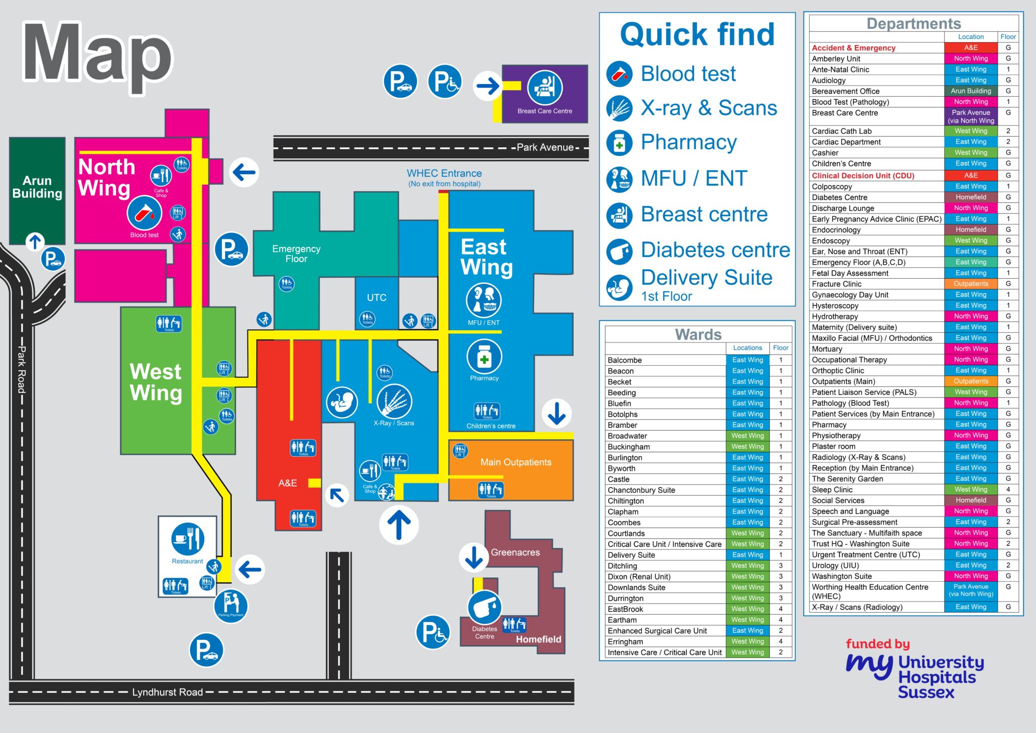 Maps of Worthing University Hospitals Sussex NHS Foundation Trust