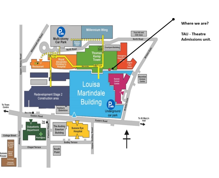 Map of the Royal Sussex County Hospital sites