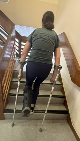 Going upstairs if you do not have a rail or banister