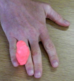 hand squeezes using your fingers with putty.