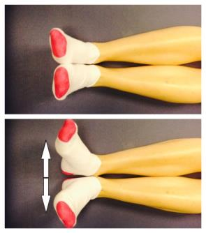 Feet turning in and out, heels together