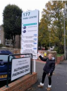 Maria outside the Park Centre for breast care.