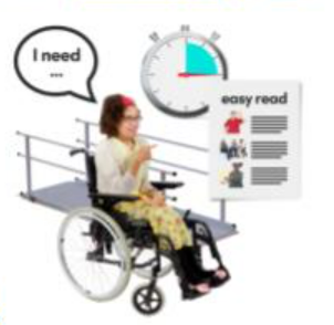 A woman in a wheelchair with a stopclock