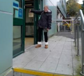 Maria at the entrance