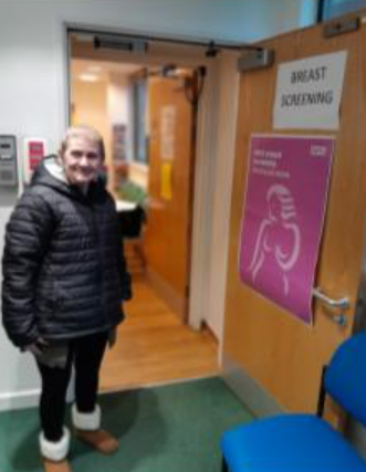 Maria arriving at the breast screening service