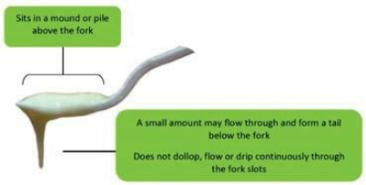 Illustration showing the right consistency for pureed diet food