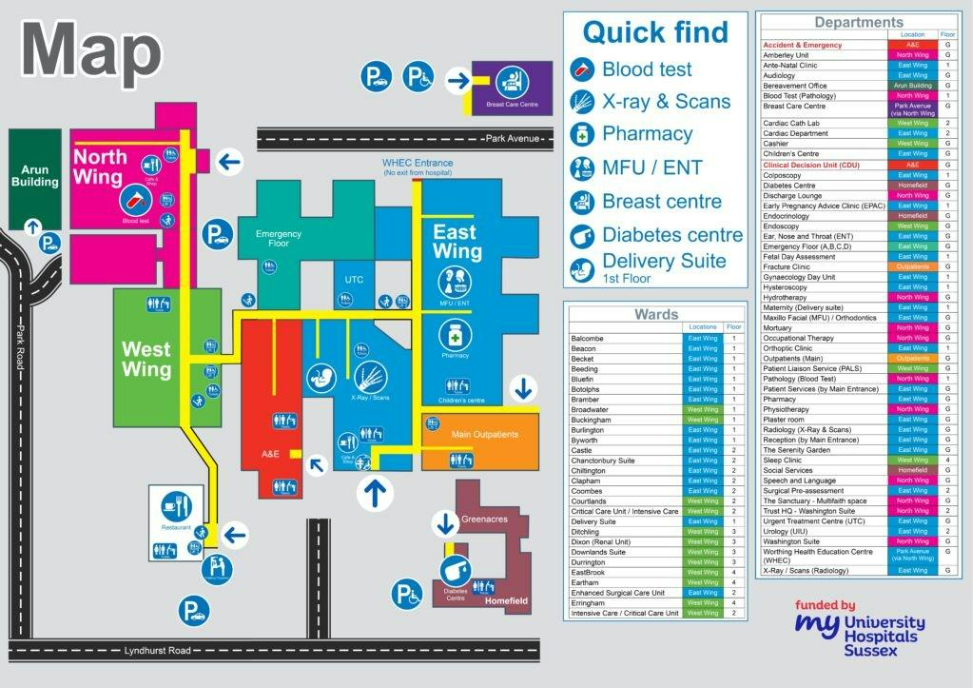 Map of Worthing Hospital 