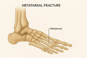 Illustration showing the metatarsal bones of the foot.