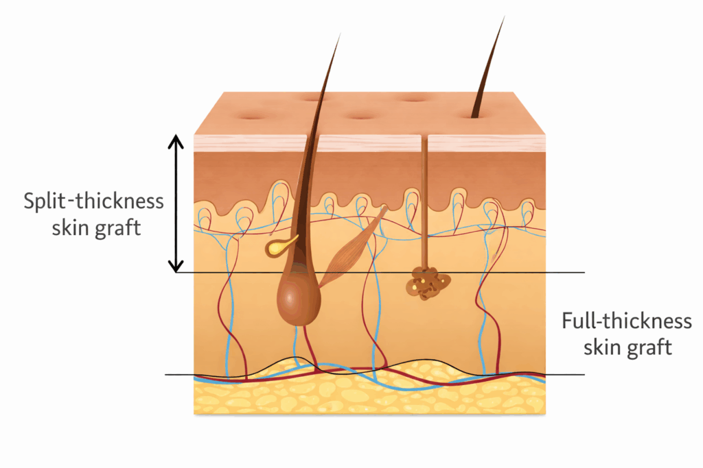 AI generated image of a split skin graft