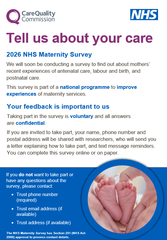 poster for the 2026 NHS maternity survey