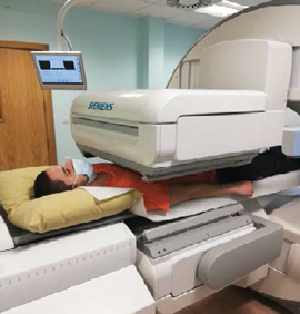 A patient having a scan