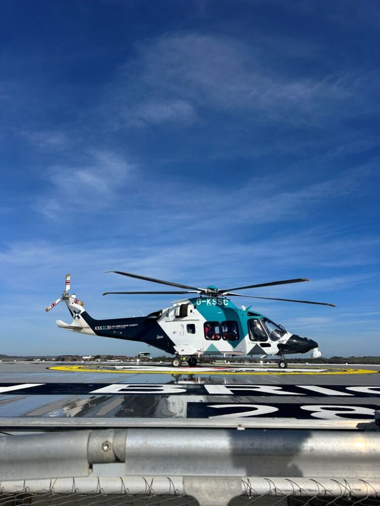 Helicopter on helipad