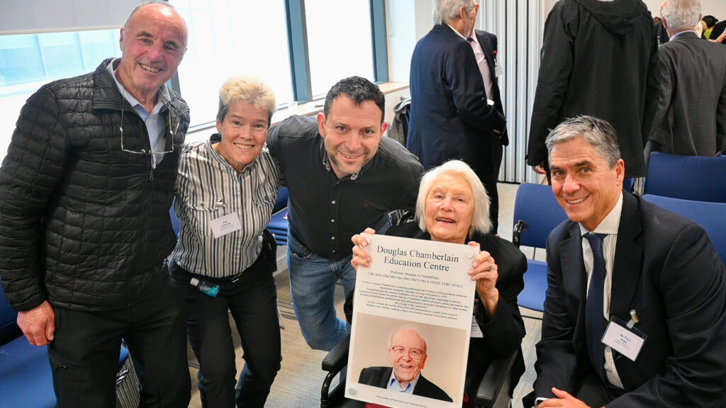 Wife Jennifer with son-in-law Raul Professor Rob Galloway with a couple of former colleagues and friends