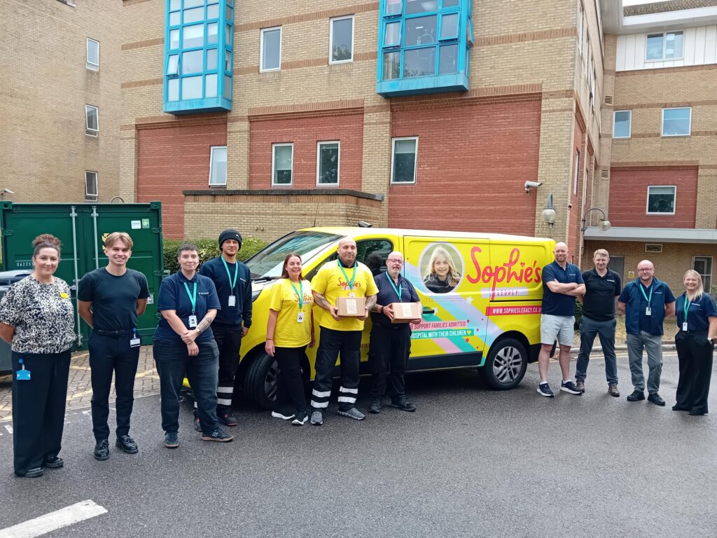 UHSussex and Stericycle colleagues gathered alongside the Sophie's Legacy van