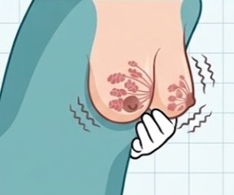 Dangle massage/shaking lean slightly forward. Gently massage and shake the breasts.