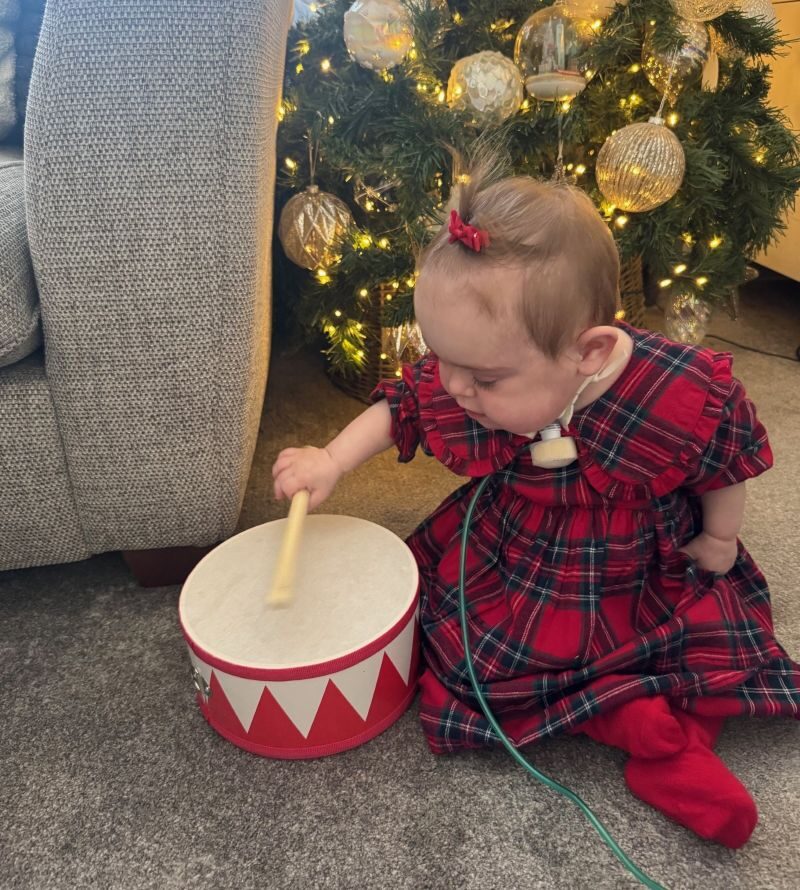 Ellie and her drum on Christmas day