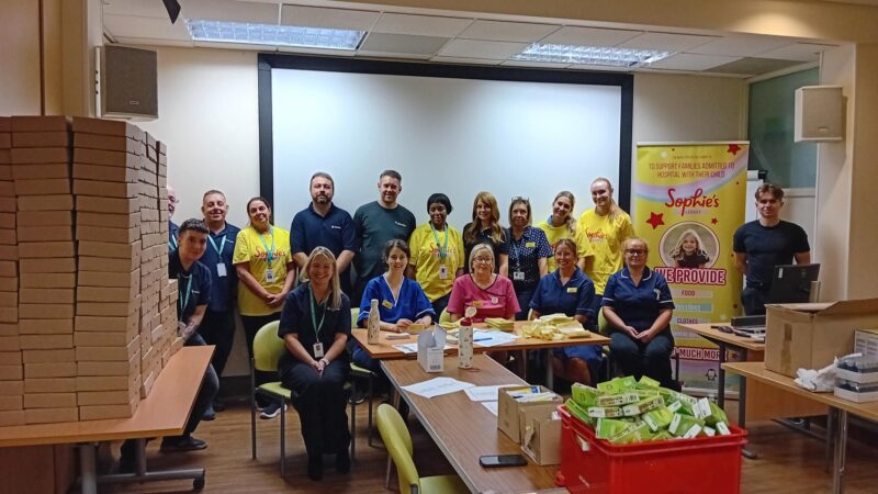 UHSussex and Stericycle colleagues gathered for packing event