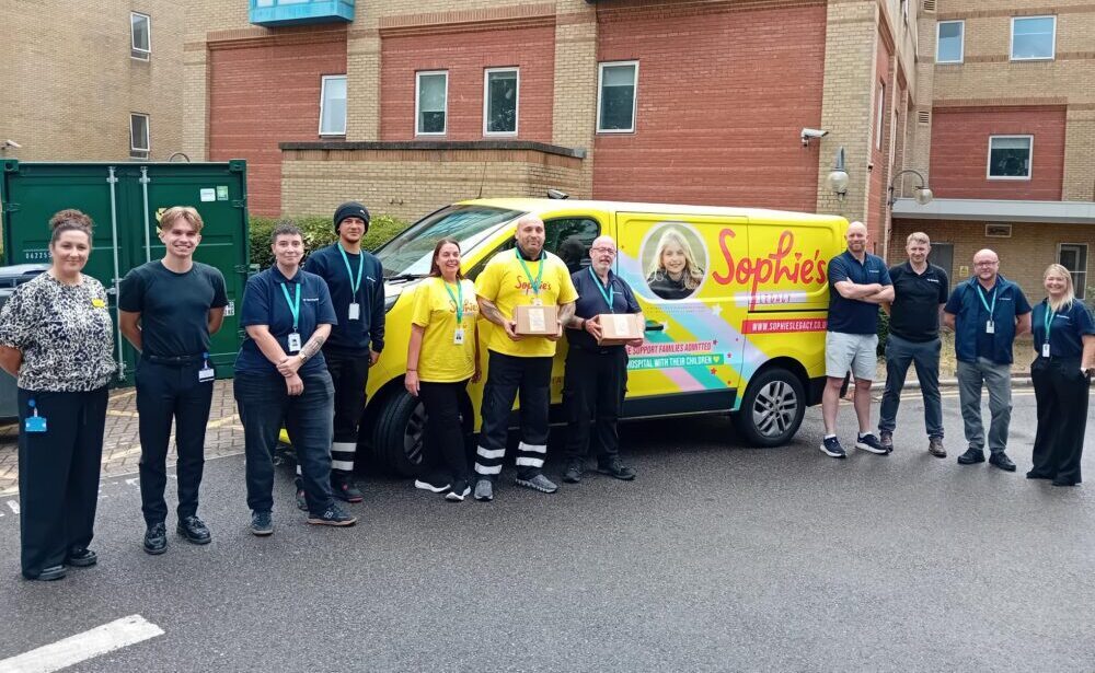 UHSussex and Stericycle colleagues gathered alongside the Sophie's Legacy van