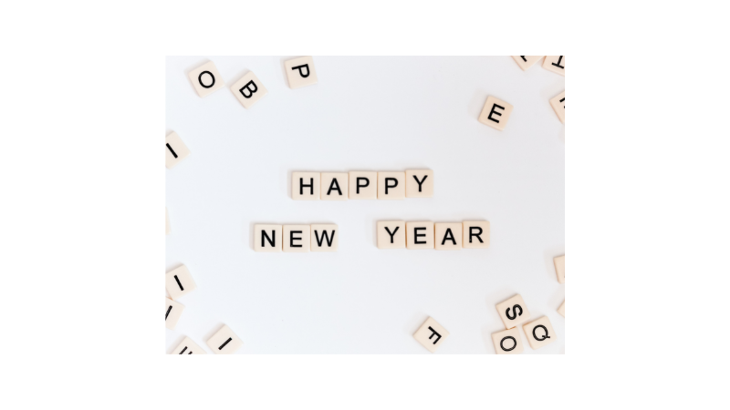 Letter tiles spelling Happy New Year