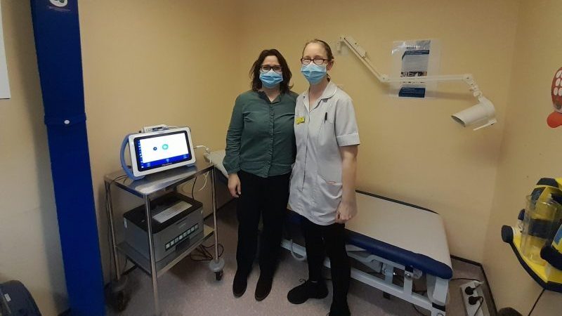 Mel and a colleague with the Fibroscan