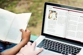 image of an e-book being read on a laptop