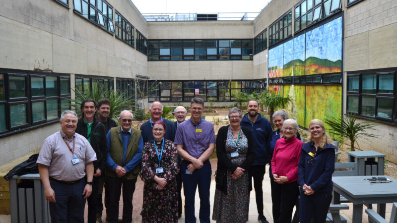 Staff gathered in the new garden at Worthing Hospital